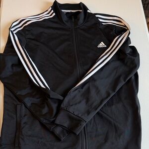 Adidas Men's Black Jacket with White Stripes